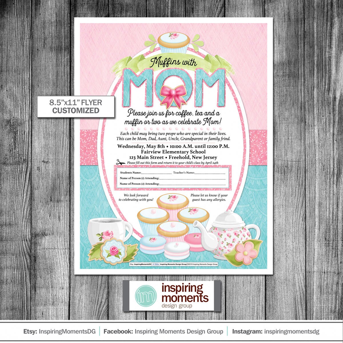 Muffins With Mom Event Flyer Printable Mothers Day Tea Etsy España