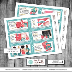 DOWNLOAD INSTANTÂNEO, etiqueta de almoço infantil para impressão, meninas, ensino fundamental, ensino médio, motivacional e encorajadora, inspiradora, mensagens de lancheira