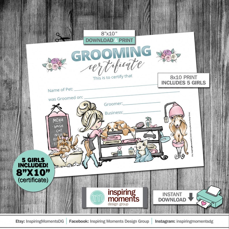 Dog Grooming First Haircut Certificate Groomer Pet Shop Etsy