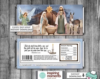 Nativity Candy Bar Wrap | Christmas | Happy Holidays l Manger | Religious | DIY | Printable | Instant Download | Hershey Bar Wrapper | Favor