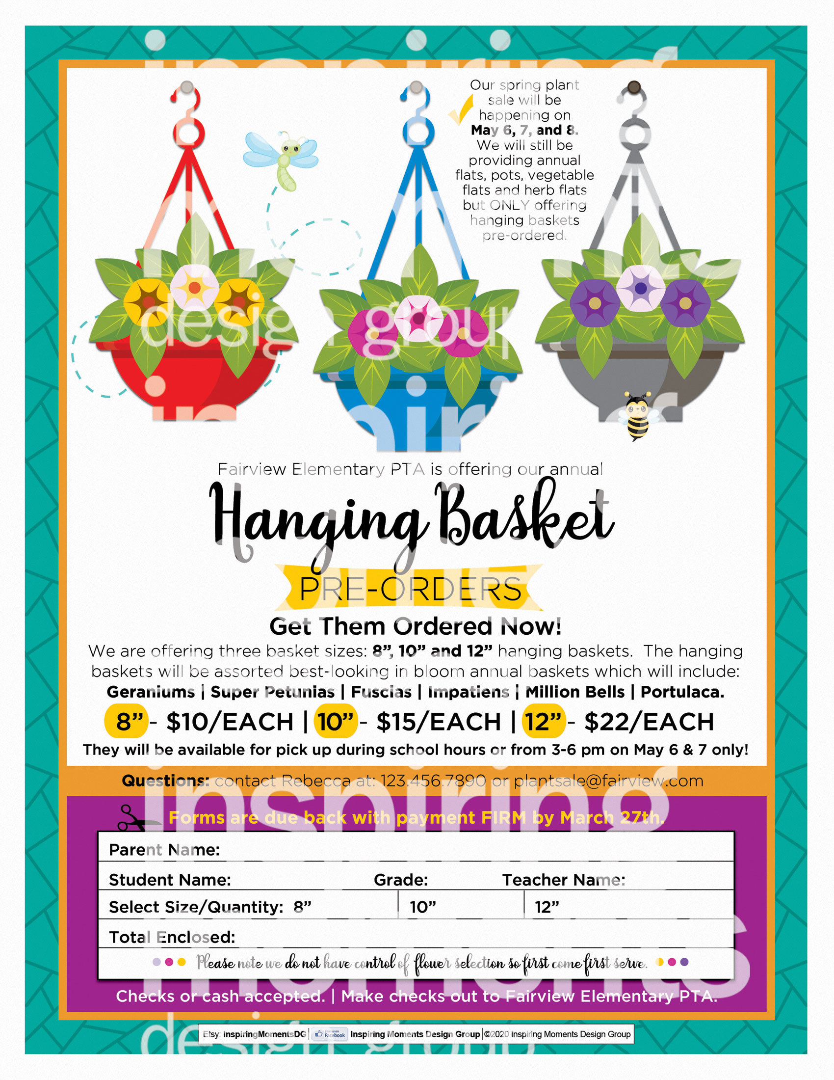 Hanging Basket Plant Sale Event Flyer Printable Fundraiser Etsy New