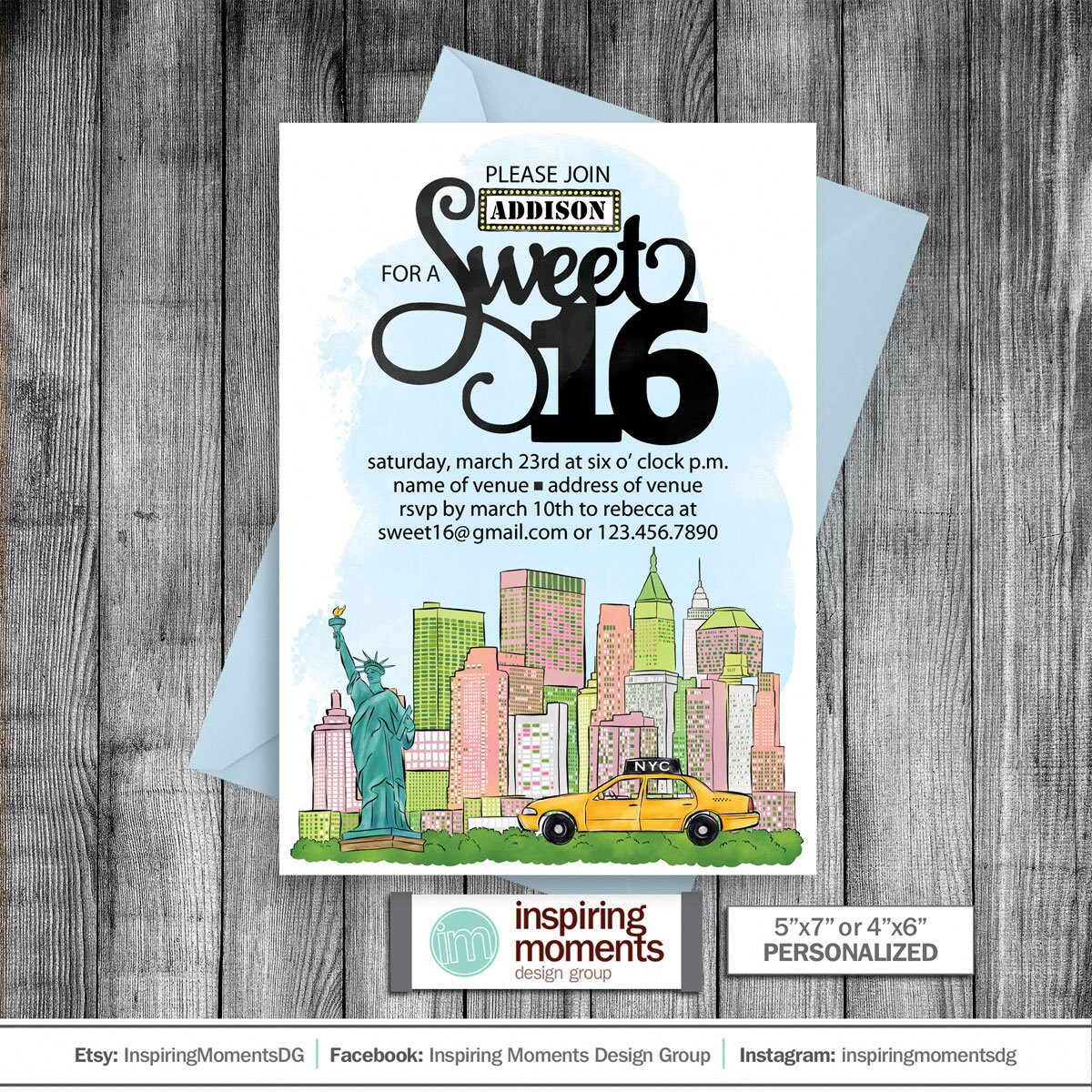 Sweet Sixteen Invitation New York City Sweet Sixteen New - Etsy