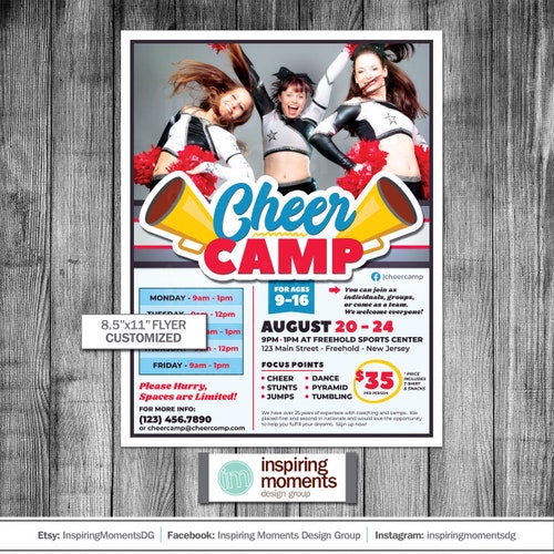 Cheer Camp Event Flyer Printable Cheerleaders Cheerleader Etsy