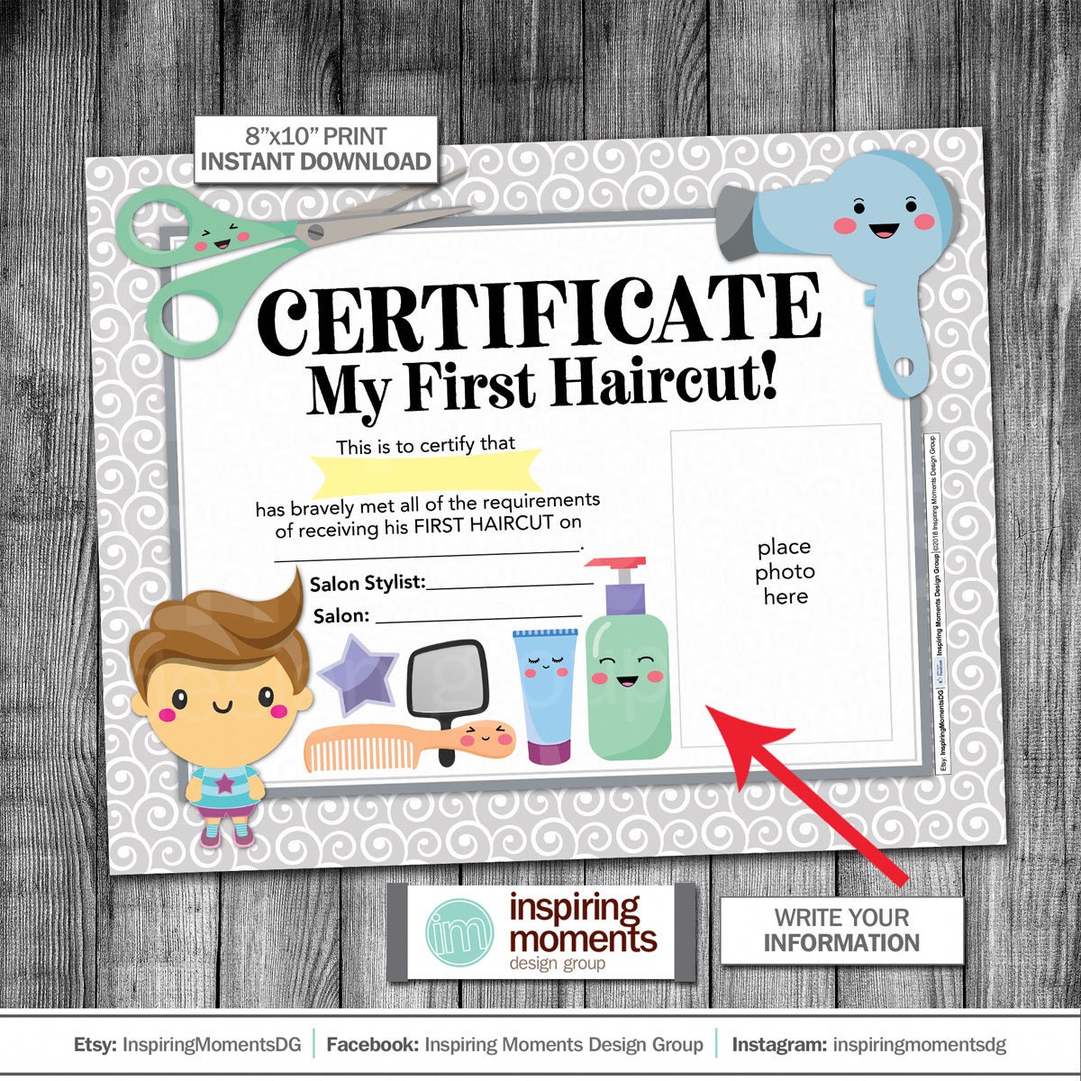 First Haircut Certificate Beauty Salon Sign Print Boy My - Etsy