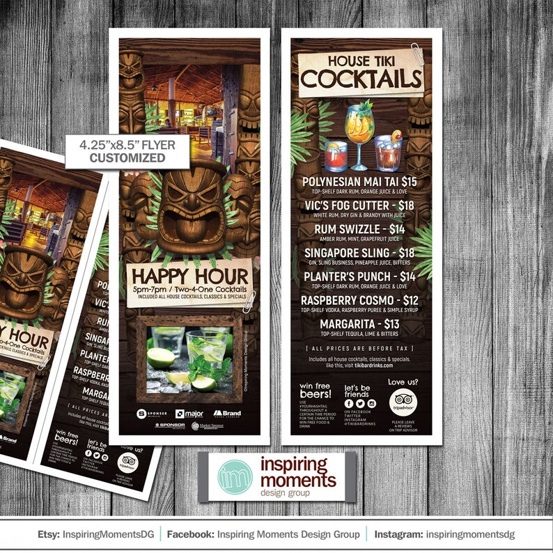 Tiki Bar Drink Menu Cocktail Party Menu Cocktails House Etsy