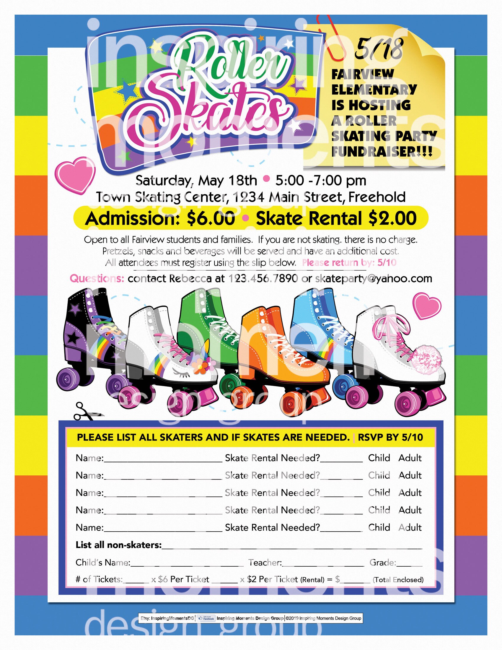 Roller Skating Family Night Event Flyer Printable PTA PTN Etsy
