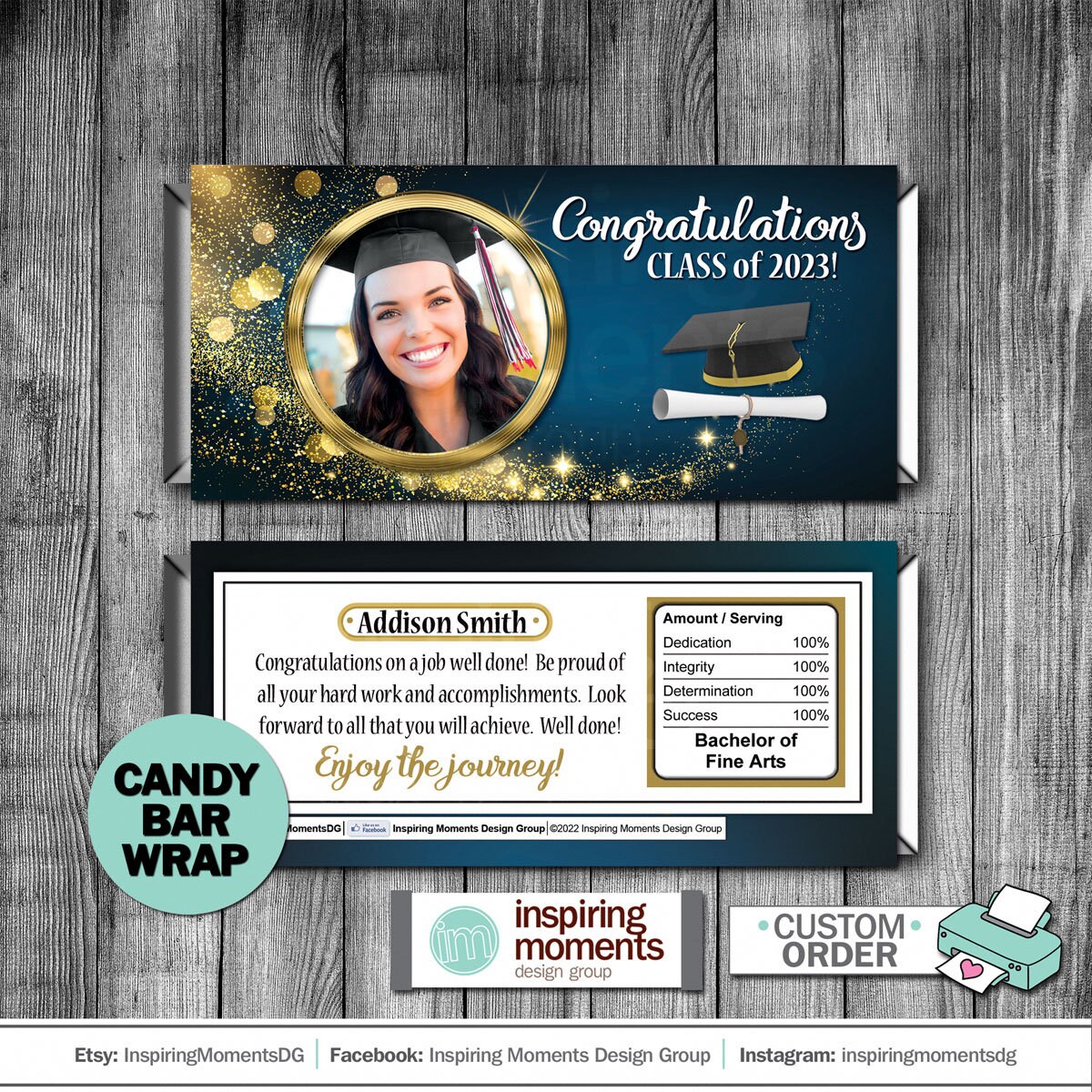 Custom Graduation Candy Bar Wrapper: Photo Keepsake (DIY Printable) - Etsy