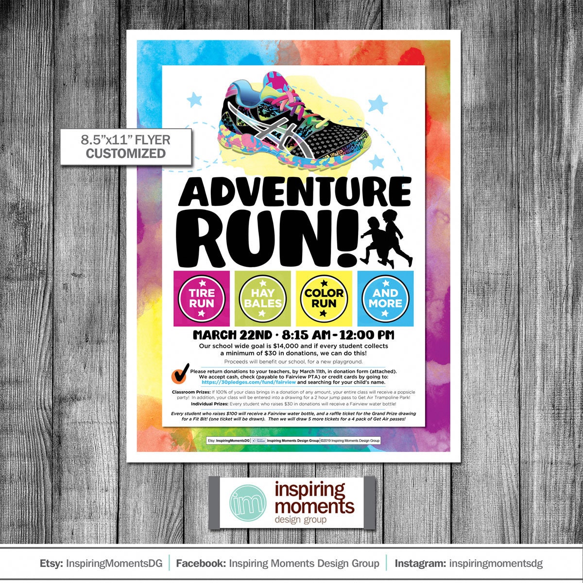 Adventure Run Event Flyer Printable Color Run Fundraiser Etsy
