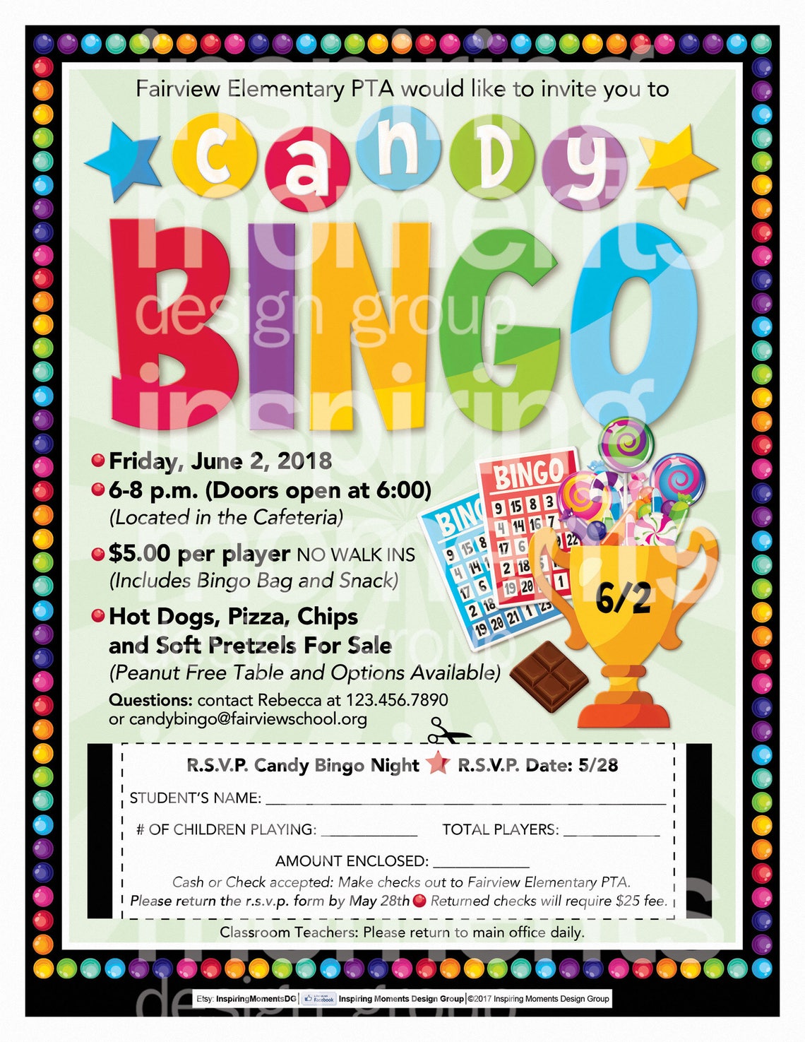 Candy Bingo Event Flyer Printable Bingo Candy PTA PTN | Etsy