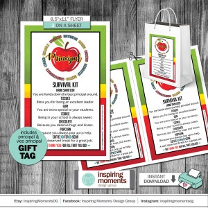 Volantino stampabile del kit di sopravvivenza principale, apprezzamento degli insegnanti, regalo di fine anno scolastico, vice preside, fai da te, download immediato del regalo