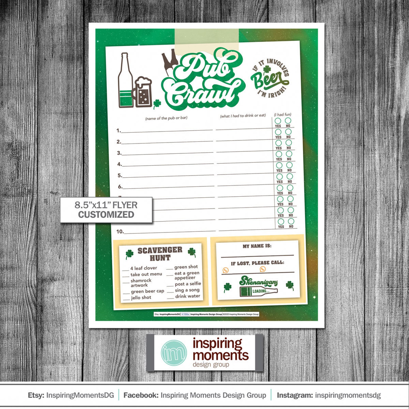 Pub Crawl Saint Patricks Event Flyer Printable Bar Pub - Etsy