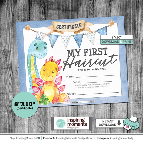 First Haircut Certificate Sign Print Boy Salon My First - Etsy