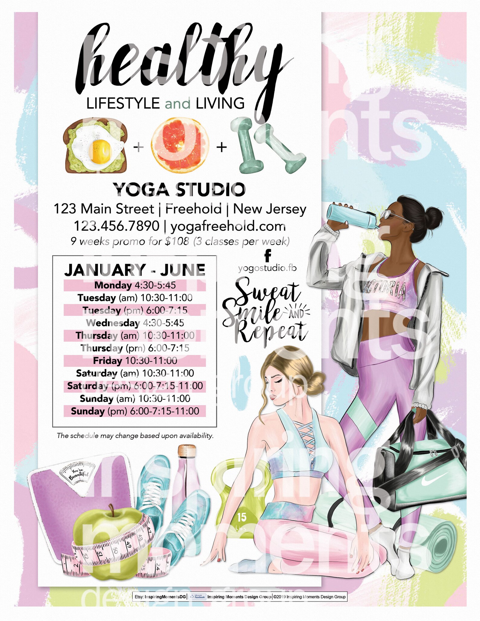 Yoga Event Flyer Printable Yoga Studio Healthy Living | Etsy
