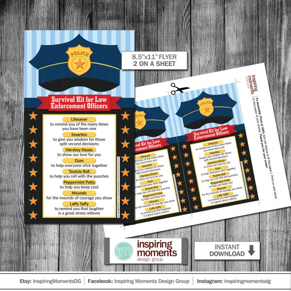 Police Appreciation Candy Poem Bag Tag, Survival Kit Thank You, Law Enforcement K9 Dog Police Departments, Candy Poem, Instant Download, DIY