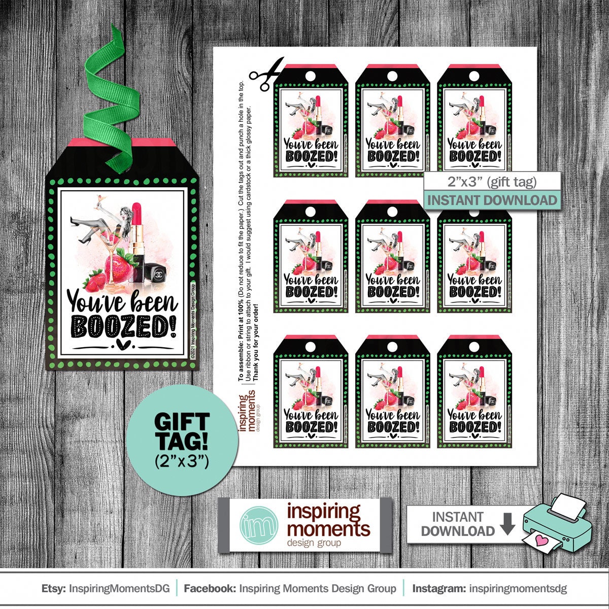 You've Been Boozed Gift Tag Printable Instant Download | Etsy