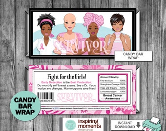 Breast Cancer Candy Bar Wrap, Breast Cancer Awareness, Find The Cure Fundraiser, Survivor Pink, Instant Download Hershey Bar Wrapper, DIY