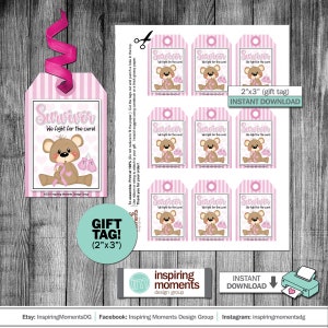 Afdrukbaar cadeaukaartje voor borstkankeroverlevende | Wij vechten voor de remedie | Hoop | Roze | Beer | Inzamelingsactie | Direct downloaden| Cadeaumand | Doe-het-zelf