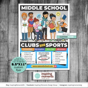 Middle School Clubs & Sports Flyer: Custom Event Printable (Digital Download)