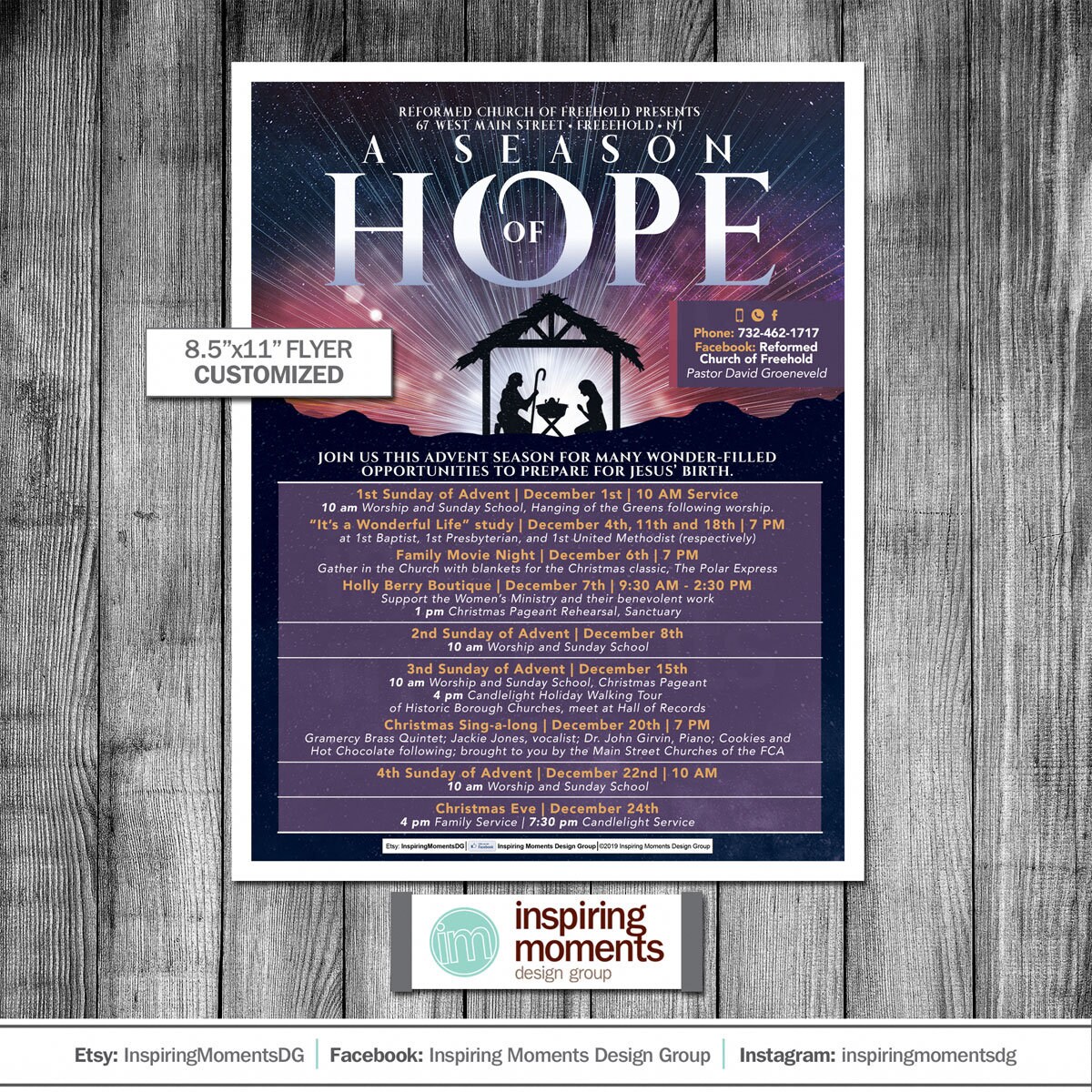 Nativity Advent Schedule Flyer Printable Religious Etsy