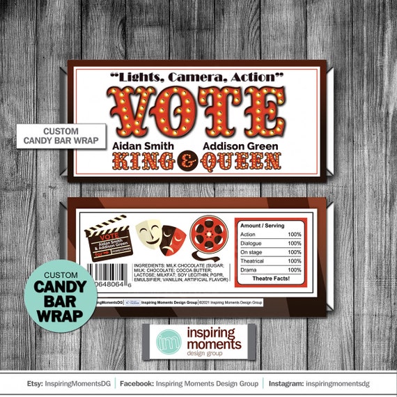 School Elections Candy Bar Wrappers Theatrical Theatre Etsy