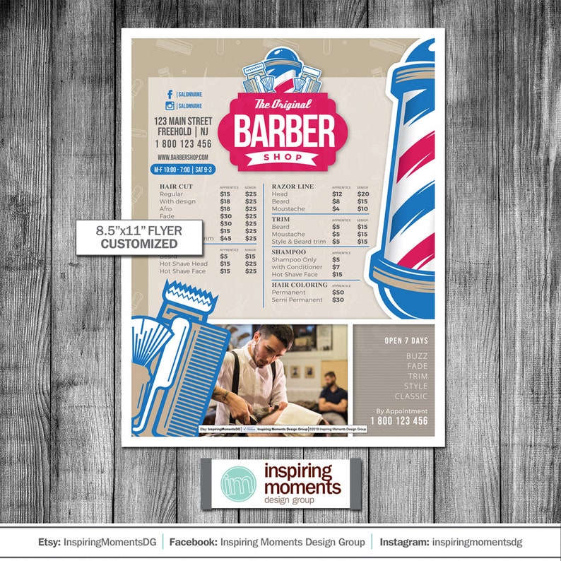 Haircut Trim Handout 8.5x11 Razor Professional Small Business Barber Shop Event Flyer Printable Flyer Design Salon Shave