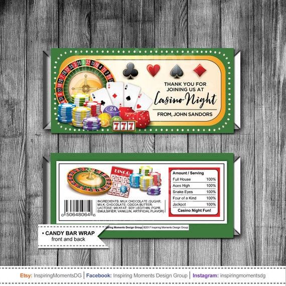 Casino Night Candy Bar Wrapper Poker Night Bachelor Etsy