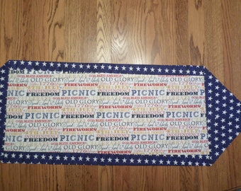 Beautiful Handmade Patriotic Red, White, and Blue Table Runner