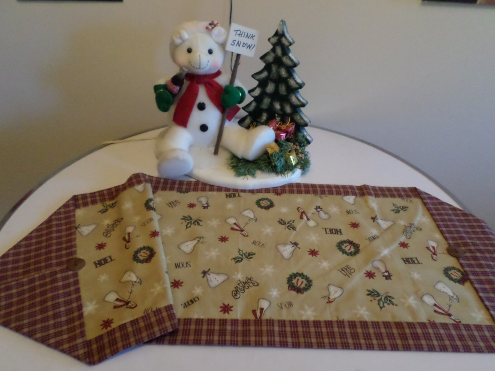 A Christmas Handmade Primitive Snowman Table Runner 42 3/4 by 14 1/2 Etsy