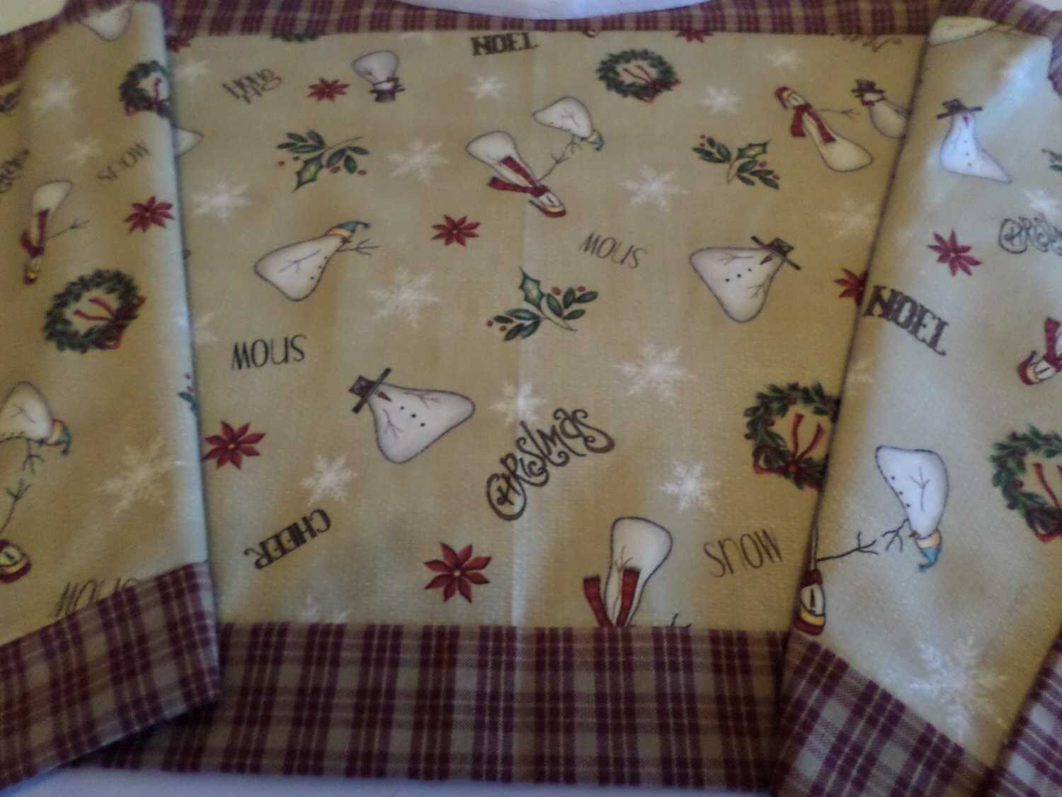 A Christmas Handmade Primitive Snowman Table Runner 42 3/4 by 14 1/2 Etsy