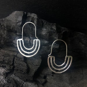 Brushed sterling silver rainbow earrings