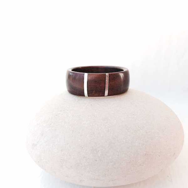 Australian Gidgee Wooden Ring with Silver or Copper inlay