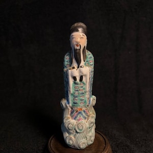 Antique Chinese Famille Rose Porcelain Figurine Scholar Immortal
