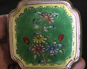 Antique Chinese Canton Enamel Trinket Dish With Flowers