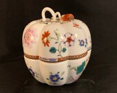 Japanese Kutani Porcelain Lidded Bowl with Flowers Andrea by Sadek