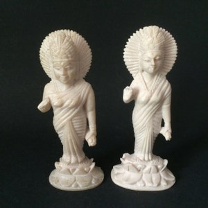 Indian Carved Stone Goddess Women Figurines - Set of 2