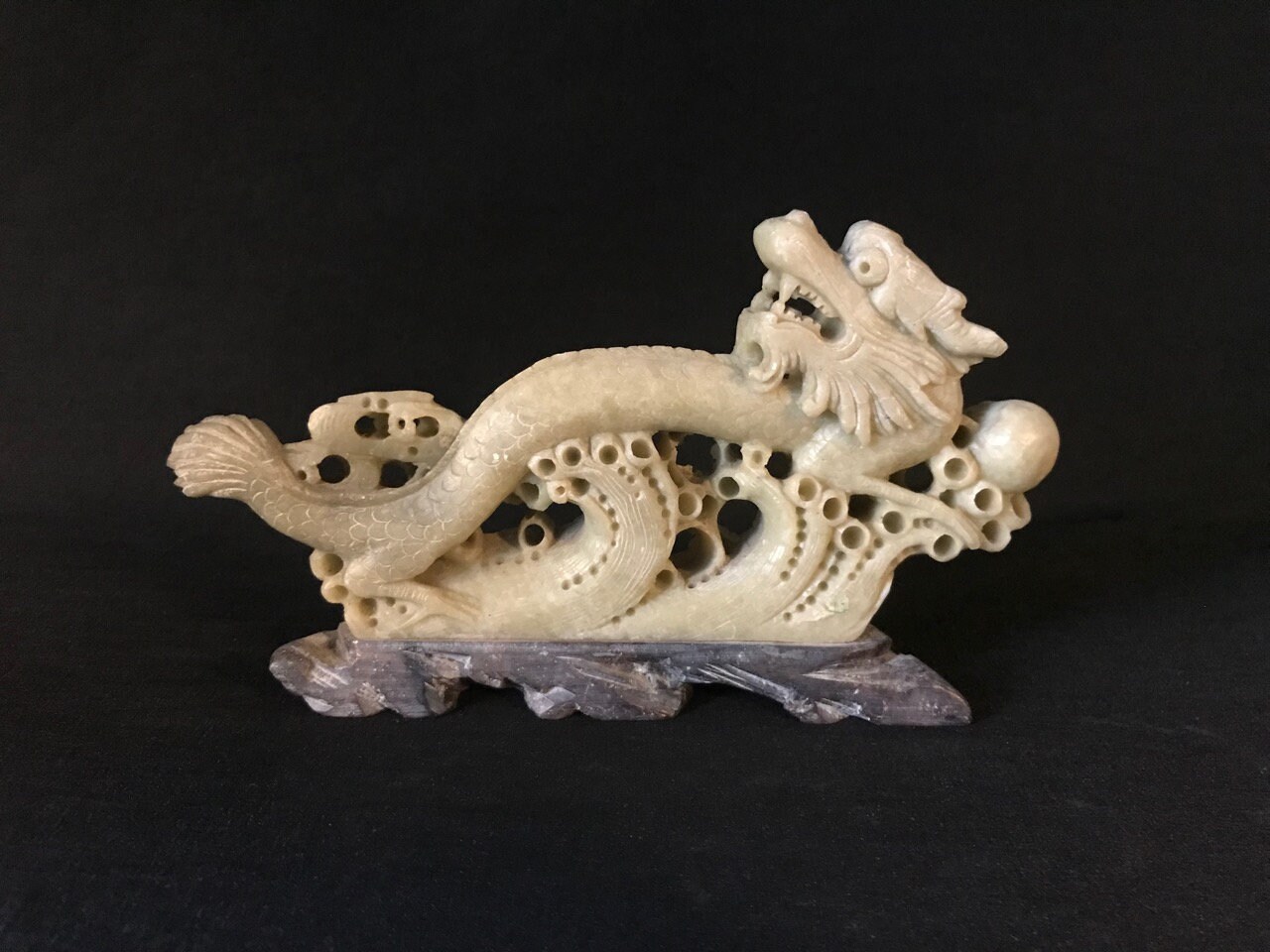 Vintage Chinese Carved Soapstone Dragon Etsy