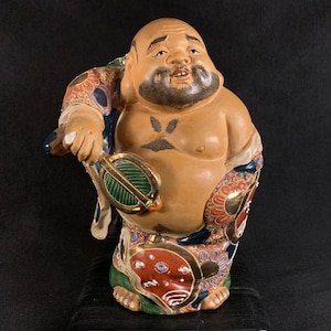Japanese Satsuma Porcelain Hotei Figure 7.5" Marked