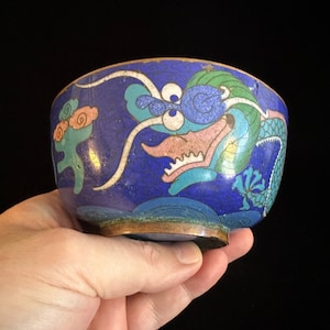 Fine Old Chinese Cloisonné Dragon Bowl