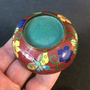 Chinese Cloisonne Small Bowl with Flowers and Butterfly