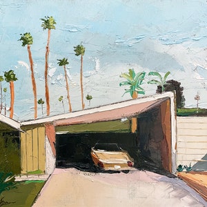 Konsttryck i modernt hus i mitten av århundradet: Palm Springs palettknivsmålning bild 1