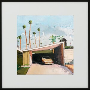 Konsttryck i modernt hus i mitten av århundradet: Palm Springs palettknivsmålning bild 5