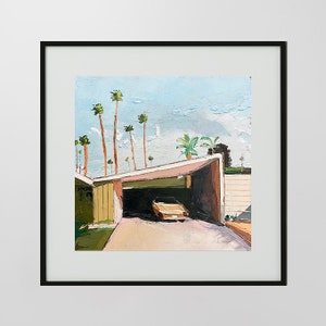 Konsttryck i modernt hus i mitten av århundradet: Palm Springs palettknivsmålning bild 3