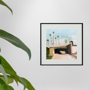 Konsttryck i modernt hus i mitten av århundradet: Palm Springs palettknivsmålning bild 4