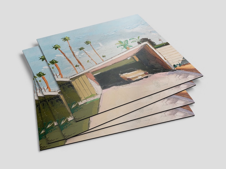 Konsttryck i modernt hus i mitten av århundradet: Palm Springs palettknivsmålning bild 7