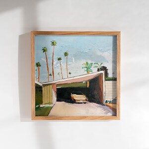 Konsttryck i modernt hus i mitten av århundradet: Palm Springs palettknivsmålning bild 6