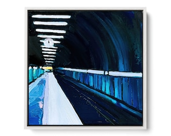 Midnight Train Oil Painting 12X12 Original Painting on Canvas | Wall Art | Aesthetic Painting