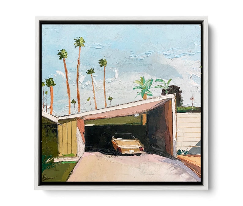 Konsttryck i modernt hus i mitten av århundradet: Palm Springs palettknivsmålning bild 2