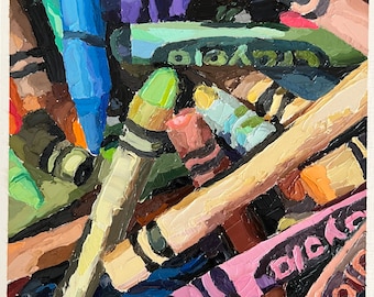 Crayons Nostalgia Art Print Original Art on Paper | Giclee Crayon Art Print | Original by ArtbyKnife Evan Wilson