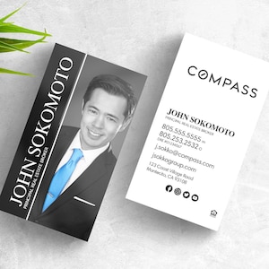 Op kompas onroerend goed geïnspireerde bedrukte visitekaartjes | Mix en match ontwerpopties | Onafhankelijke makelaar | Op bestelling gemaakt | GRATIS verzending