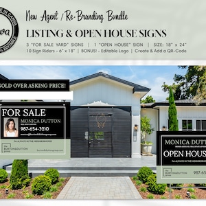 New Agent | Rebranding  Bundle | Real Estate | For Sale Sign | Open House | Canva Template | 18&quot; x 24&quot; | Digital Download | Minimal Design